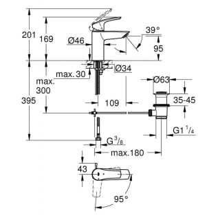 Смеситель для раковины GROHE Eurosmart 32926003 хром Смеситель для раковины GROHE Eurosmart 32926003 хром