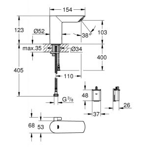 Смеситель для раковины GROHE Bau Cosmopolitan E 36451000 хром