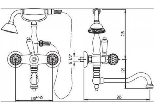Смеситель на борт ванны с поворотным изливом, золото Cezares FIRST-PBV2-03/24-Bi