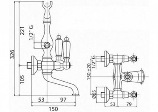 Смеситель на борт ванны, золото Cezares FIRST-PBV-03/24-Bi