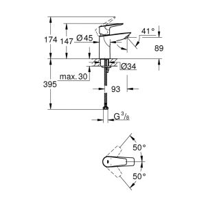 Cмеситель для раковины GROHE BauEdge New 23330001 хром