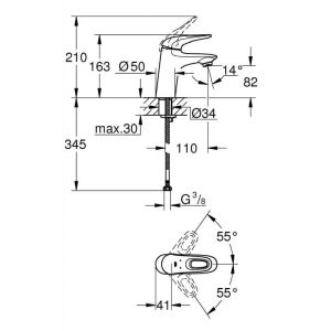 Смеситель для раковины GROHE Eurostyle New 32468003 хром