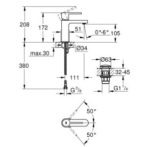 Смеситель для раковины GROHE Plus 33163003 хром