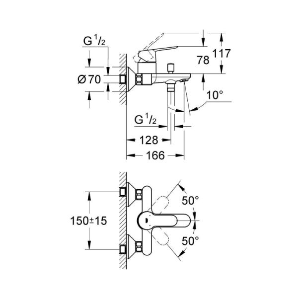 Смеситель для ванны Grohe BauEdge 23334000 хром