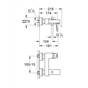 Смеситель для ванны Grohe Eurocube 23140000 хром