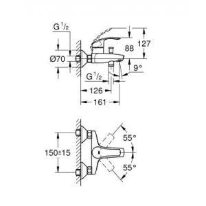 Смеситель для ванны Grohe Eurosmart New 33300002 хром