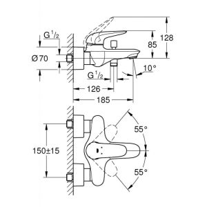Смеситель для ванны Grohe Eurosmart New 23726003 хром