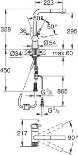 Смеситель для кухни Grohe Blue Pure Minta 31721000 хром