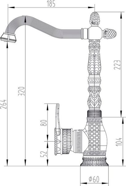 Смеситель для кухни ZORG Antic  A 421 K-BR