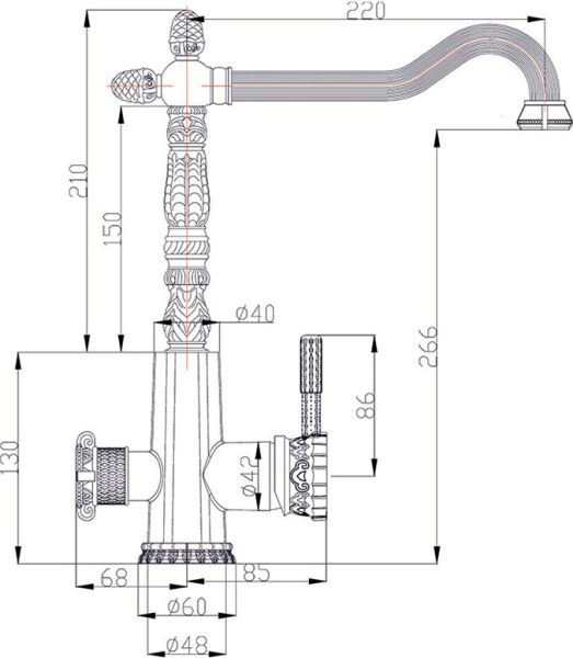 Смеситель для кухни ZORG Antic A 53 KF-Br