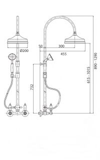 Душевая стойка со смесителем, верхним и ручным душем, хром Cezares FIRST-CD-01-Bi