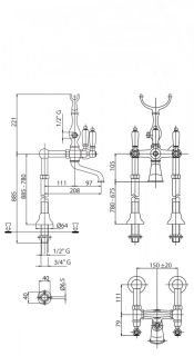 Напольный смеситель для ванны, бронза Cezares FIRST-VDP-02-Bi Напольный смеситель для ванны, бронза Cezares FIRST-VDP-02-Bi
