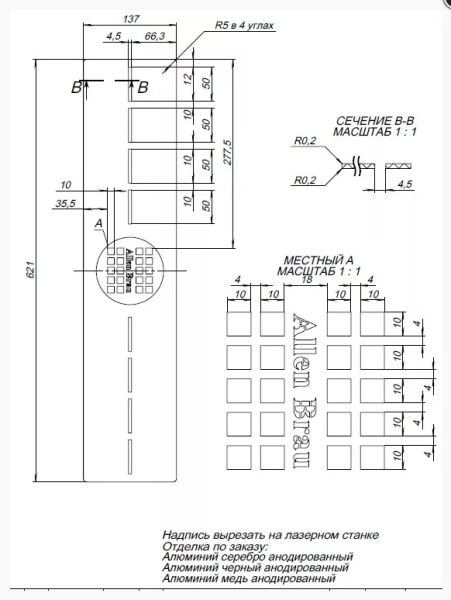 Накладка для сифона Allen Brau Infinity 8.210N3-BBA черный браш 120х80