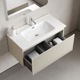 Тумба подвесная Sancos Сноб Р 1.0 (Snob R 1.0) SNR1.090CE 90 см бежевый матовый