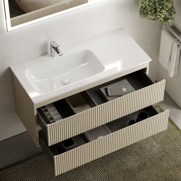 Подвесная тумба под раковину Sancos Snob R SNR100LCE левая 100см Beige Soft