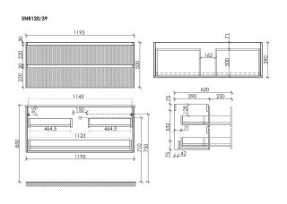 Тумба подвесная Sancos Сноб Р 390 (Snob R 390) SNR120/39SM 120 см пыльная роза