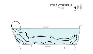 Ванна из искусственного камня Salini Sofia Corner R S-Stone 102524MRH 170x85см RAL снаружи
