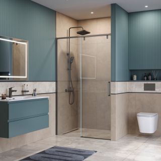 Душевая дверь BelBagno SOFT_CLOSE-1-BF-1-110-C-GM оружейная сталь