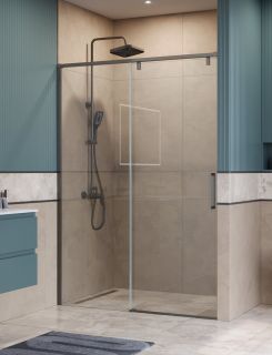 Душевая дверь BelBagno SOFT_CLOSE-1-BF-1-130-C-GM оружейная сталь