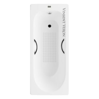 Ванна чугунная Vinsent Veron Soissons VCN1707042H/VH0015BL-AS с ручками черными матовыми 170х70 см