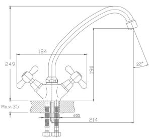 Смеситель для кухни Haiba HB4125 хром