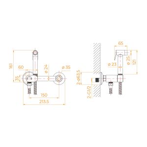 Гигиенический душ со смесителем RGW SP-216B 581408216-04 с поворотным управлением чёрный