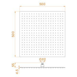 Верхний душ RGW SP-82 21148250-01 50 см хром