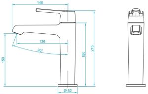 Смеситель для раковины RGW Shower Panels SP-301G золото 511405301-06