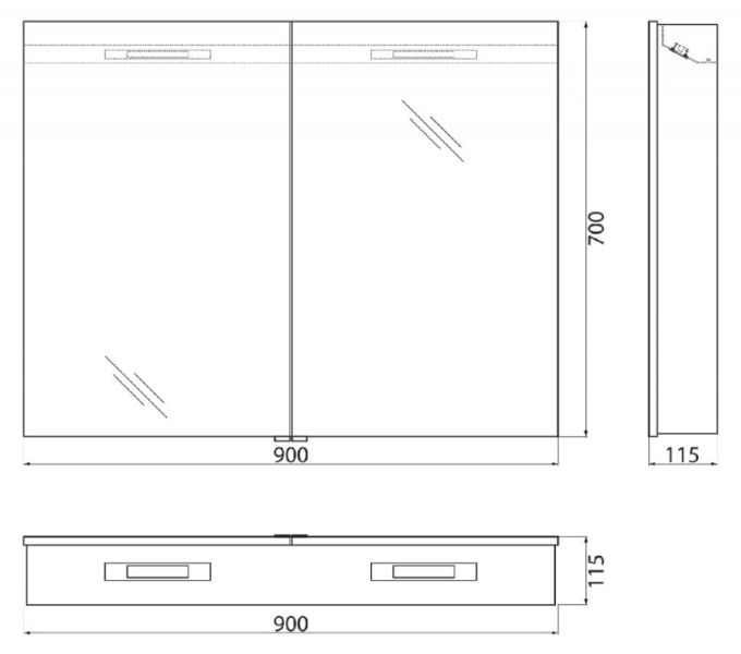 Зеркальный шкаф BelBagno с нижней подсветкой дверей 90x70см SPC-2A-DL-BL-900