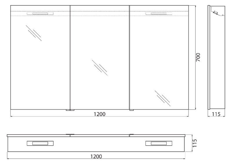Зеркальный шкаф BelBagno с нижней подсветкой дверей 120x70см SPC-3A-DL-BL-1200