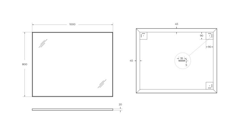 Зеркало BelBagno SPC-AL-1000-800 Nero