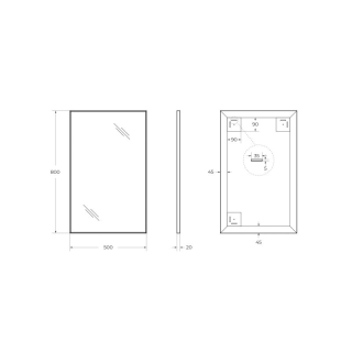 Зеркало BelBagno в алюминиевой раме SPC-AL-500-800 Nero, 500x20x800 черный