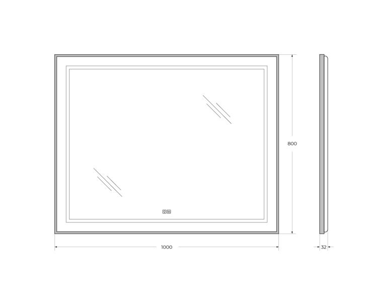 Зеркало BelBagno SPC-KRAFT-1000-800-LED-TCH-WARM-NERO