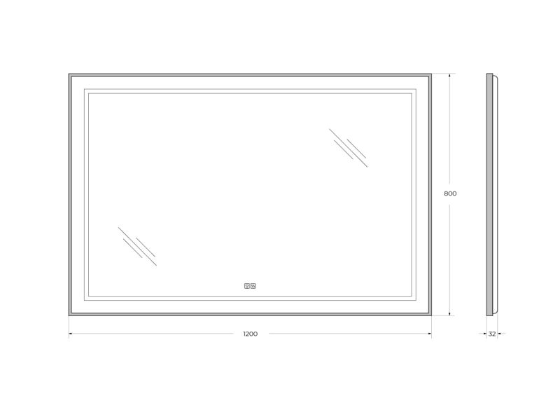 Зеркало BelBagno SPC-KRAFT-1200-800-LED-TCH-WARM-NERO