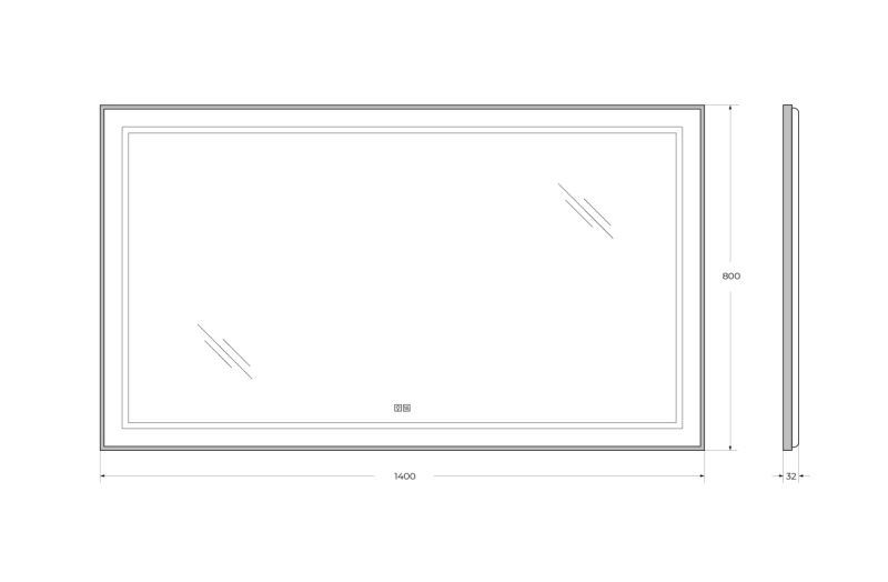 Зеркало BelBagno SPC-KRAFT-1400-800-LED-TCH-WARM-NERO