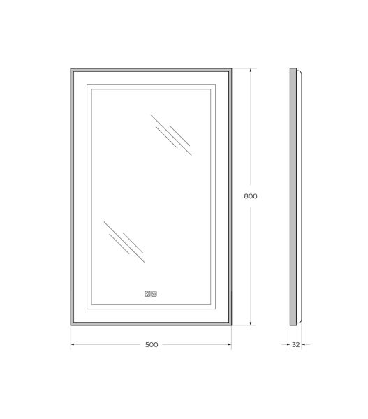 Зеркало BelBagno SPC-KRAFT-500-800-LED-TCH-WARM-NERO