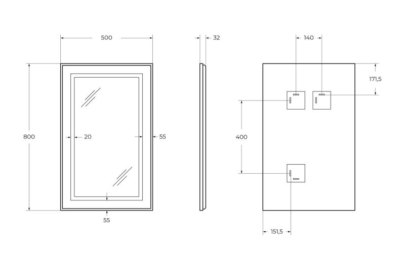 Зеркало BelBagno SPC-KRAFT-500-800-SENS-NERO