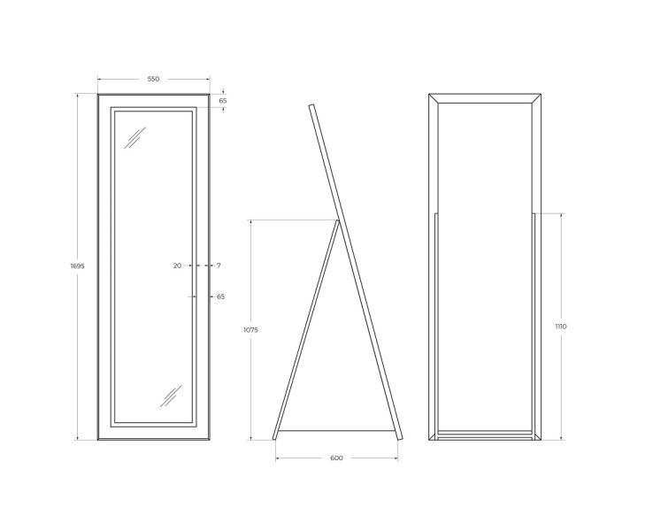 Зеркало напольное BelBagno SPC-KRAFT-555-1700-TCH-PIA-NERO
