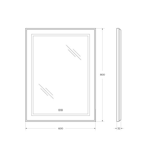 Зеркало BelBagno SPC-KRAFT-600-800-LED-TCH-WARM