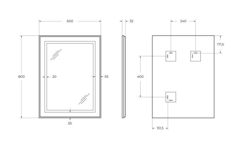 Зеркало BelBagno SPC-KRAFT-600-800-SENS-AL