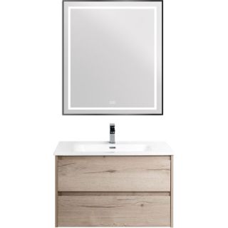 Зеркало BelBagno в алюминиевой раме со встроенным светильником, сенсорным выключателем и подогревом, SPC-KRAFT-700-800-LED-TCH-WARM-NERO,  700x32x900 мм