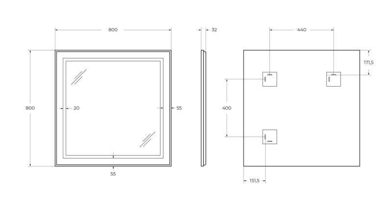 Зеркало BelBagno SPC-KRAFT-800-800-SENS-NERO