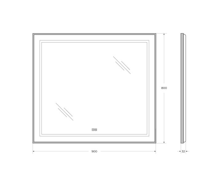 Зеркало BelBagno SPC-KRAFT-900-800-LED-TCH-WARM-NERO