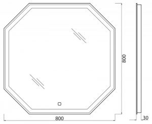 Зеркало BelBagno с LED-подсветкой и сенсорным управлением SPC-OTT-800-800-LED-TCH
