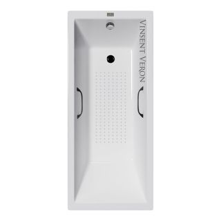 Ванна чугунная Vinsent Veron Square VSQ1707545H/VH0012BL-AS с ручками черными матовыми 170х75 см