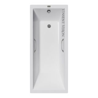 Ванна чугунная Vinsent Veron Square VSQ1707545H/VH0012GM с ручками оружейная сталь 170х75 см