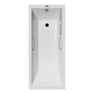 Ванна чугунная Vinsent Veron Square VSQ1707545H/VH0012GD-AS с ручками золотыми 170х75 см