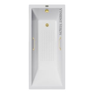 Ванна чугунная Vinsent Veron Square VSQ1407045H/VH0012MGD-AS с ручками золотыми матовыми 140х70 см