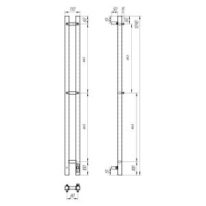 Полотенцесушитель электрический APEXTERMO Sirius SR10111GF 1100x80 с крючками графит металлик