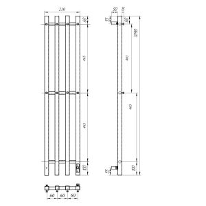 Полотенцесушитель электрический APEXTERMO Sirius SR10113BM 1100x180 с крючками черный матовый